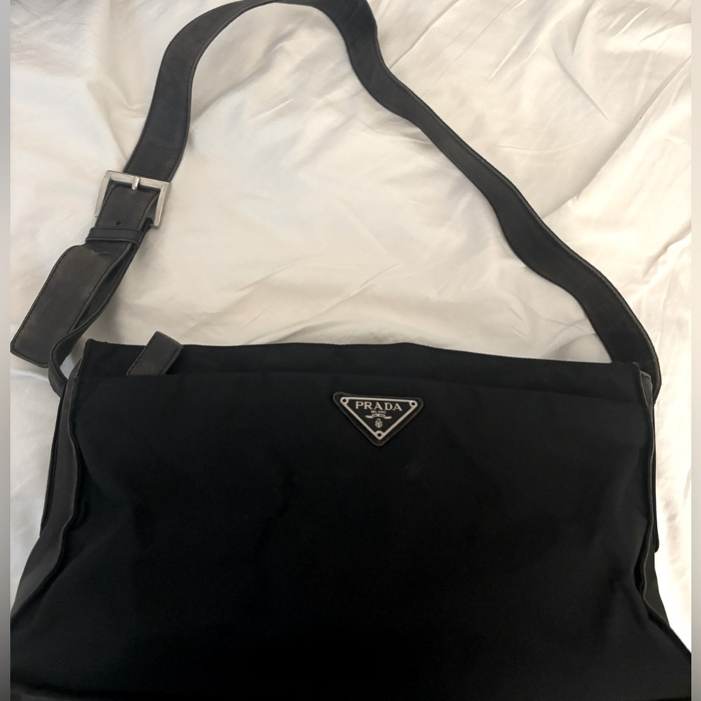 Prada Vintage Nappa-Trimmed Tessuto Shoulder Bag